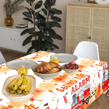 Fire Truck Birthday Party Tablecloth - Firefighter Birthday Party Decorations, 3Pcs Fire Truck Table Cloth, Rectangle Plastic Fi