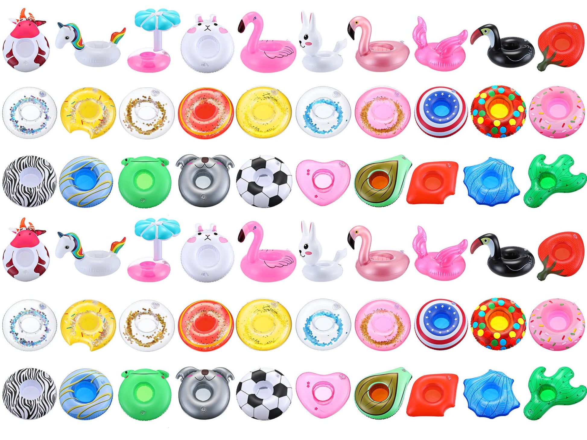 60 Pcs Drink Floats Inflatable Drink Holder Drink Floaties Floating Cup Holders for Summer, 30 Styles