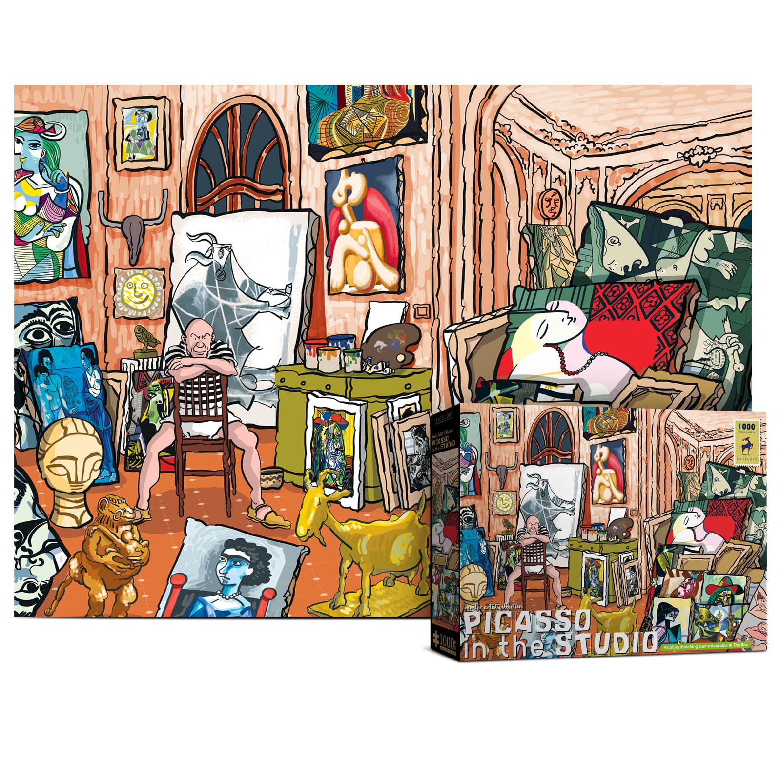 Antelope - 1000 Piece Puzzle For Adults, Pablo Picasso Studio Jigsaw Puzzles 1000 Pieces, High Resolution, Matte Finish, Smooth Edging, No Dust Creative Artistic Puzzle