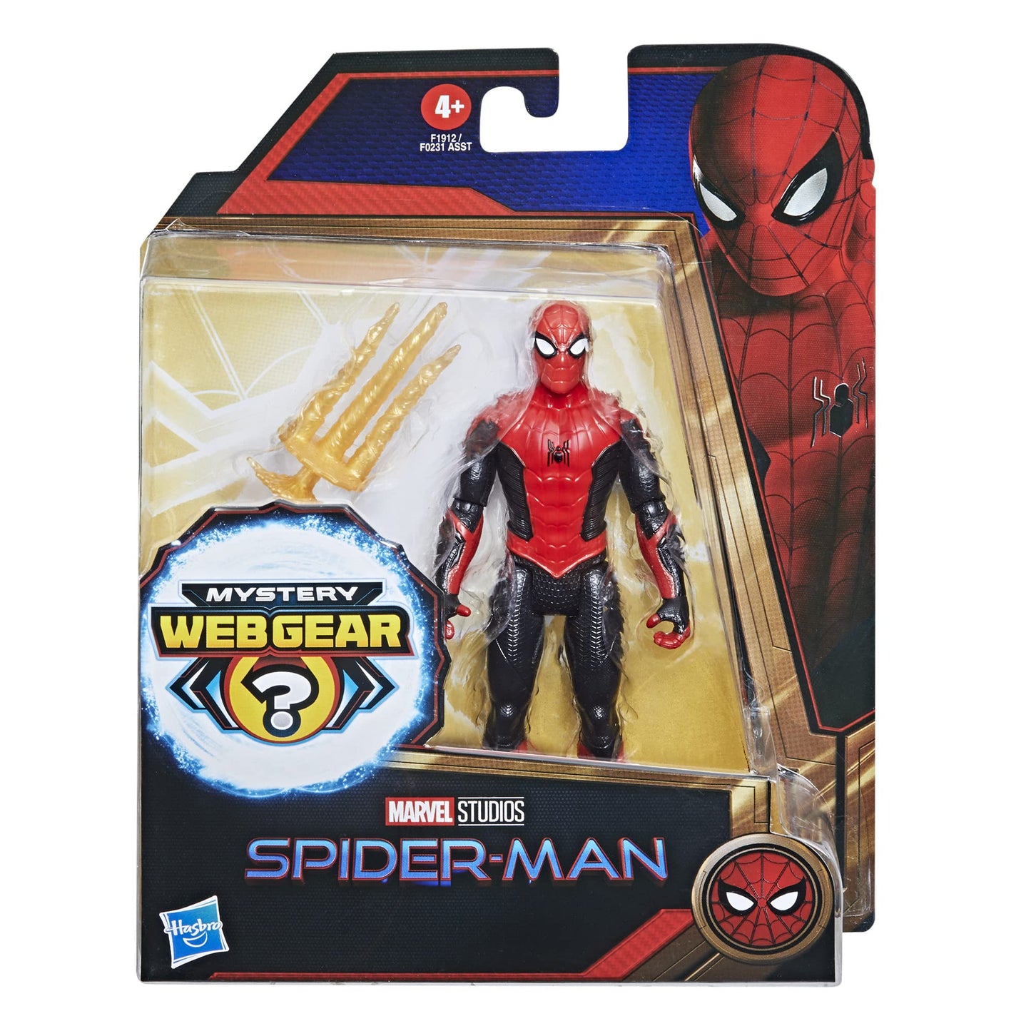 Spider-Man Marvel 6-Inch Upgraded Black & Red Suit Action Figure with Mystery Web Gear protective covering  Ages 4+