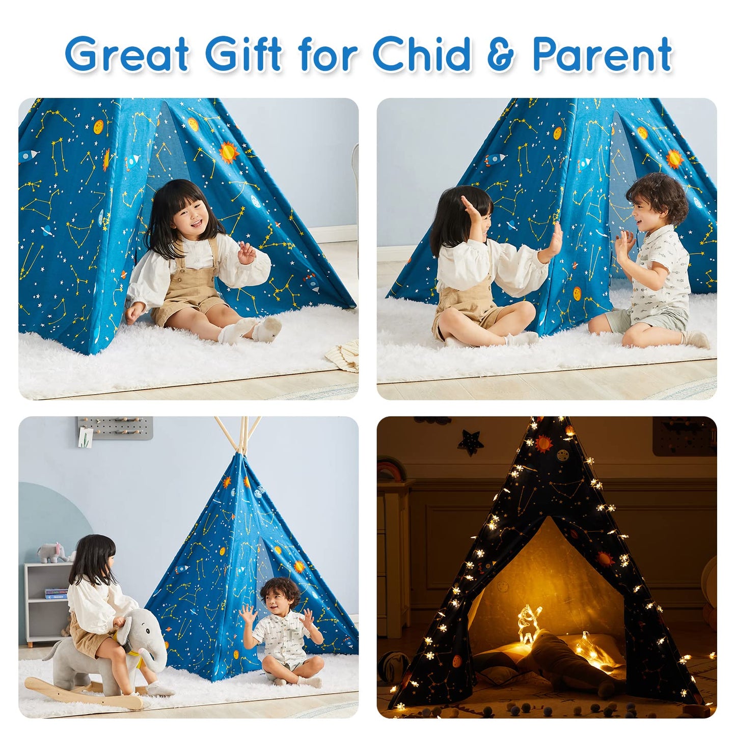 Asweets Kids Teepee Tent Children Play Tent Indoor Outdoor Play Tent Cotton Tent For Girls And Boys Kids Teepee (Starry Sky Tent