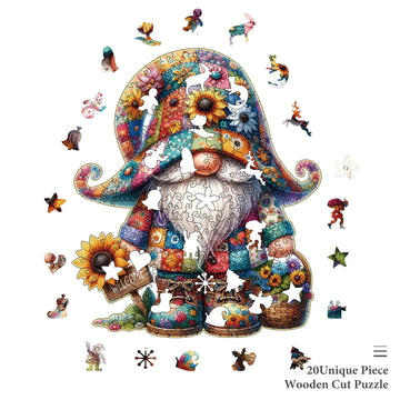 Hlison Wooden Jigsaw Puzzles, Gnome Wooden Puzzles For Adults With Unique Shape, Medium 10.3''X11.8'' Wooden Puzzles With Exquis