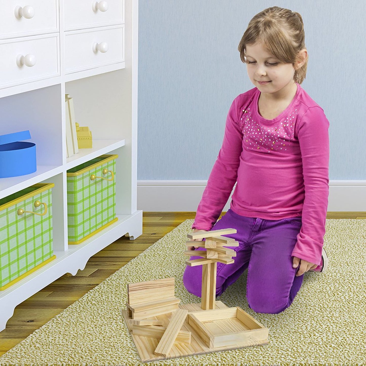 Imagination Generation Constructables! Pine Wood Building Planks, 150 Pieces - Educational Tinker Toys For Kids & Teens - Stem Stacking Blocks For Boys & Girls - Wooden Playset For Learning