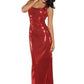Underwraps Womens Sequin Dress Long, Red, Medium