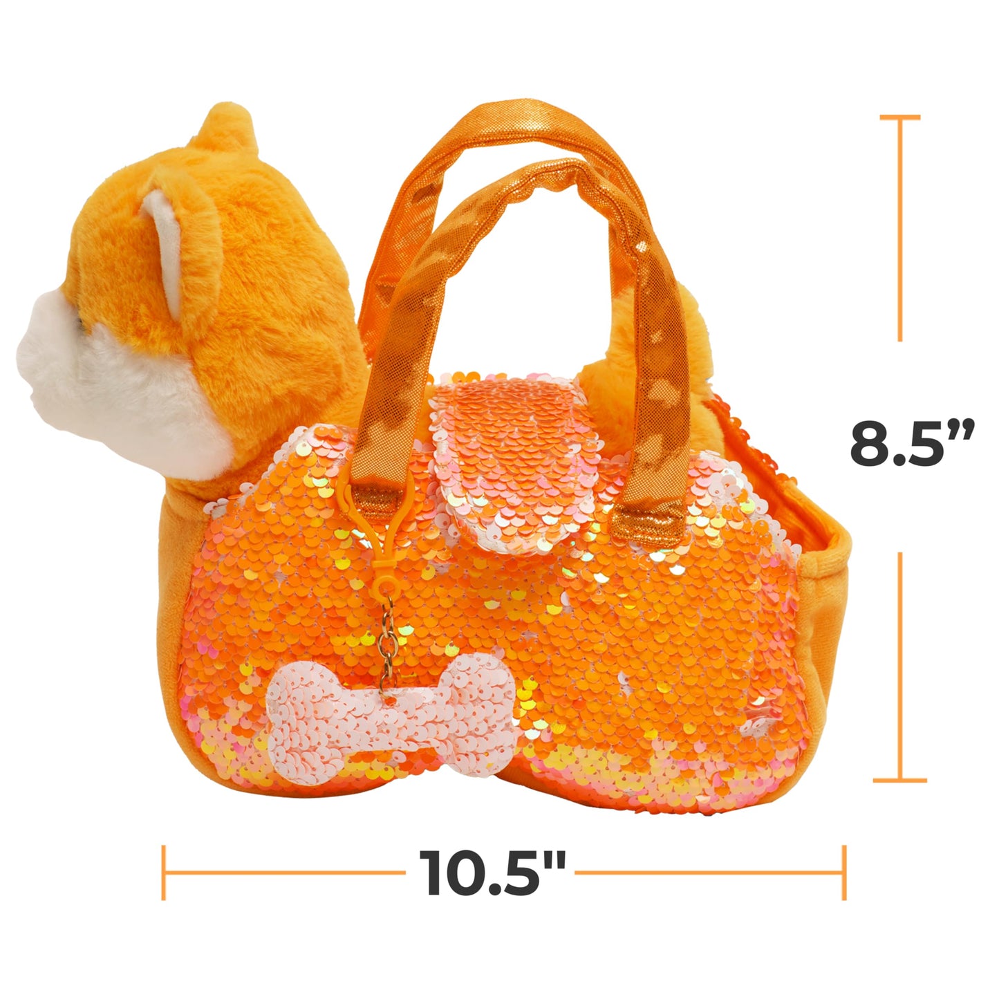 Little Jupiter Pet Plush Set With Purse W/Reversible Sequins & Charm - Stuffed Animal Toy For Kids Ages 4-7 - Stuffed Animal Pur