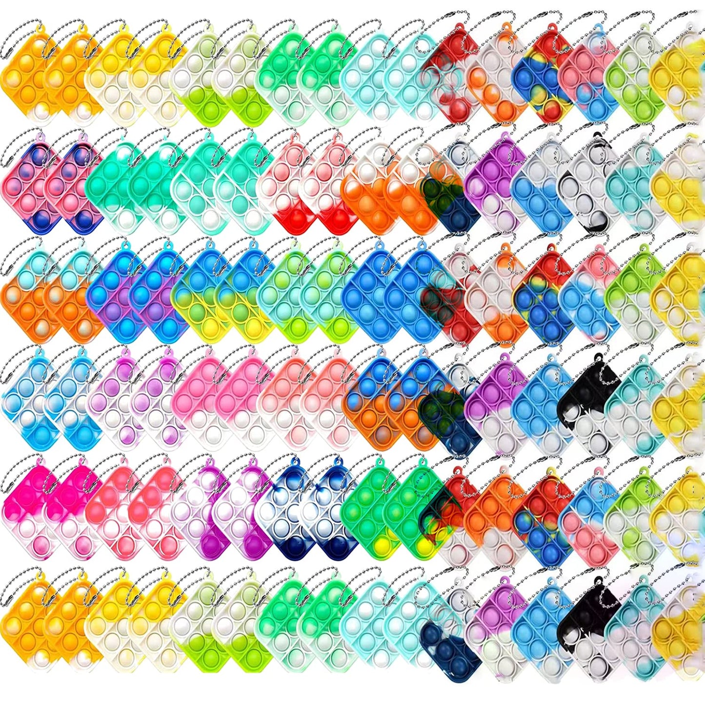 200Pcs Random Color Mini Pop Keychain Fidget Toy Push Bubble Pop Silicone Squeeze Sensory Toys Make Fun For Kids Anxiety Stress Reliever For Adults