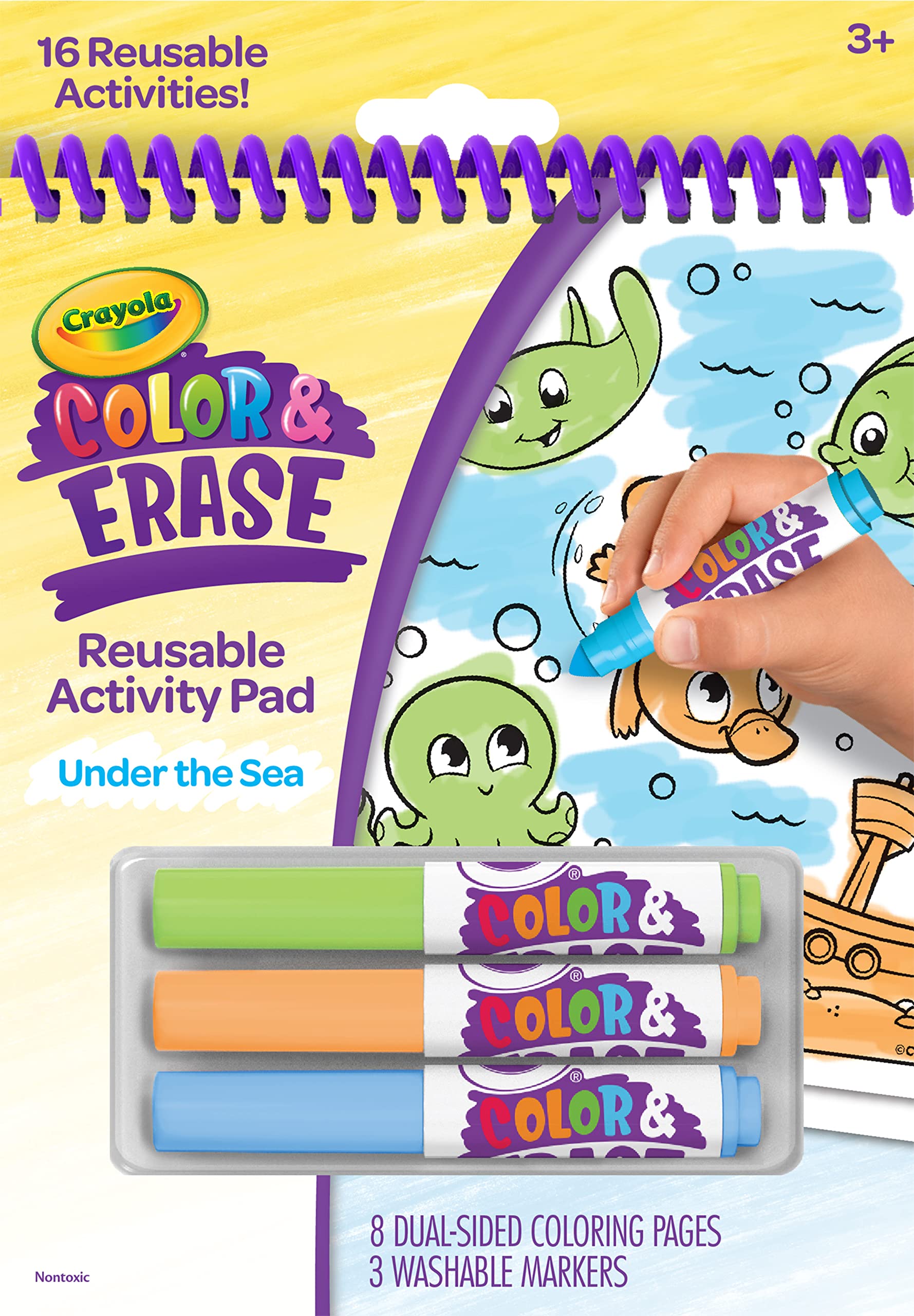 Crayola Color and Erase Reusable Activity Pad - Under The Sea, Ocean Coloring Pages, Toddler Coloring Activity, Kids Gift, 3+