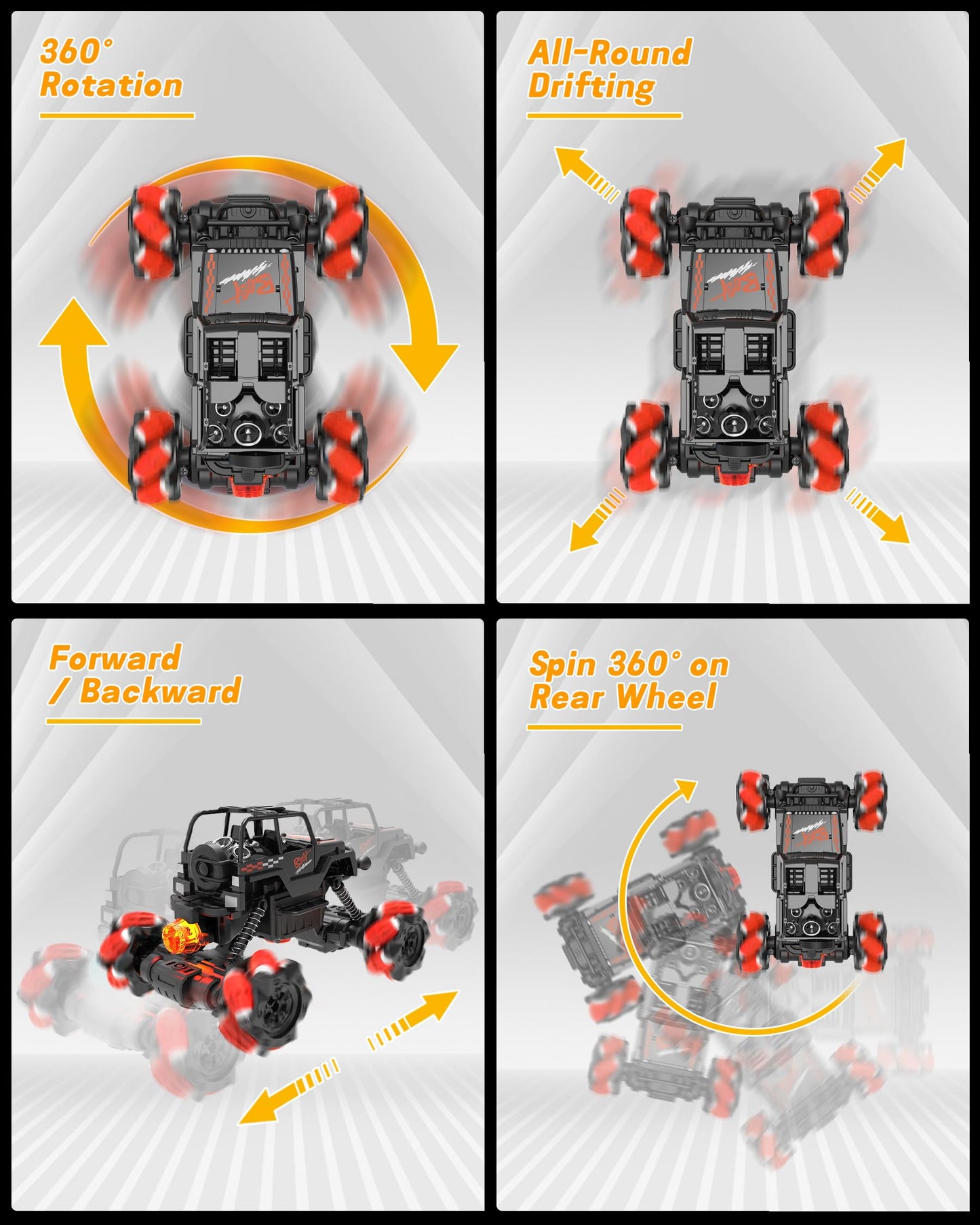 Iappadore Rc Stunt Car, Remote Control Car With 360 Rotation, Sideway Drift, Spray, All Terrain 4Wd Rc Stunt Hobby Cars For 6-12