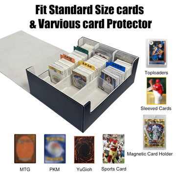 WTVIDAS Soccer Trading Card Box - 2400+ Card Storage Box with 4 Supporters & 10 Colorful Dividers for Sports Soccer Cards,Waterp