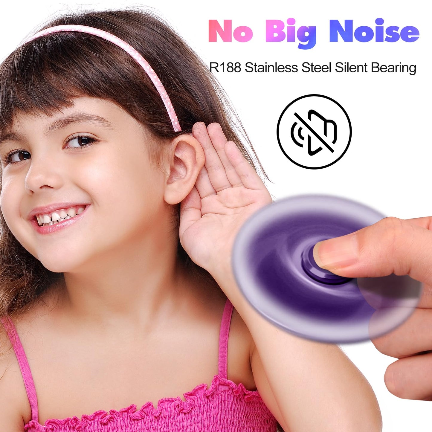 AUKARENY Purple Stainless Steel Fidget Spinner - EDC Toy for Stress Relief, 3-8 Min Spin Time, Small Finger Toy for Kids & Adults