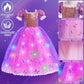 Svmk 10Pcs Girls Princess Costume Light Up Kids Toddler Princess Dress Up Clothes Accessories Led Wig Bag Wand Crown Ring Neckla