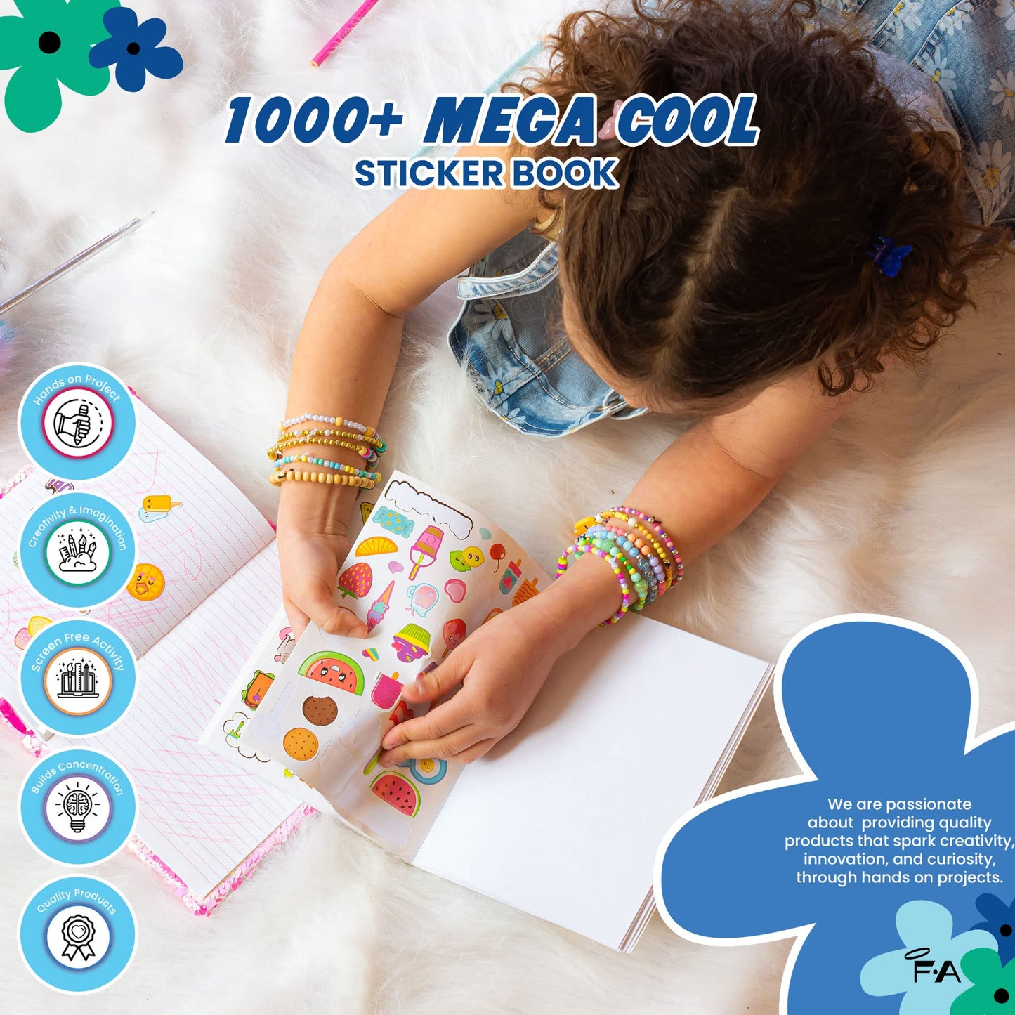 Fashion Angels 1000+ Mega Cool Stickers For Kids - Fun Craft Stickers For Scrapbooks, Planners, Gifts And Rewards, 40-Page Sticker Book For Kids Ages 6+ And Up