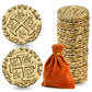 Metal Pirate Coins, Prefdo 100Pcs X Large Gold Treasure Coin Set Spanish Doubloon Replicas Fantasy Metal Coins Pirate Gold Coins