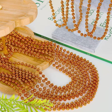 144PCS Bead Necklace, Orange Halloween Bead Necklaces Party Favors, 33'' Mardi Gras Beads Necklaces Costume Bulk, Festival Parad