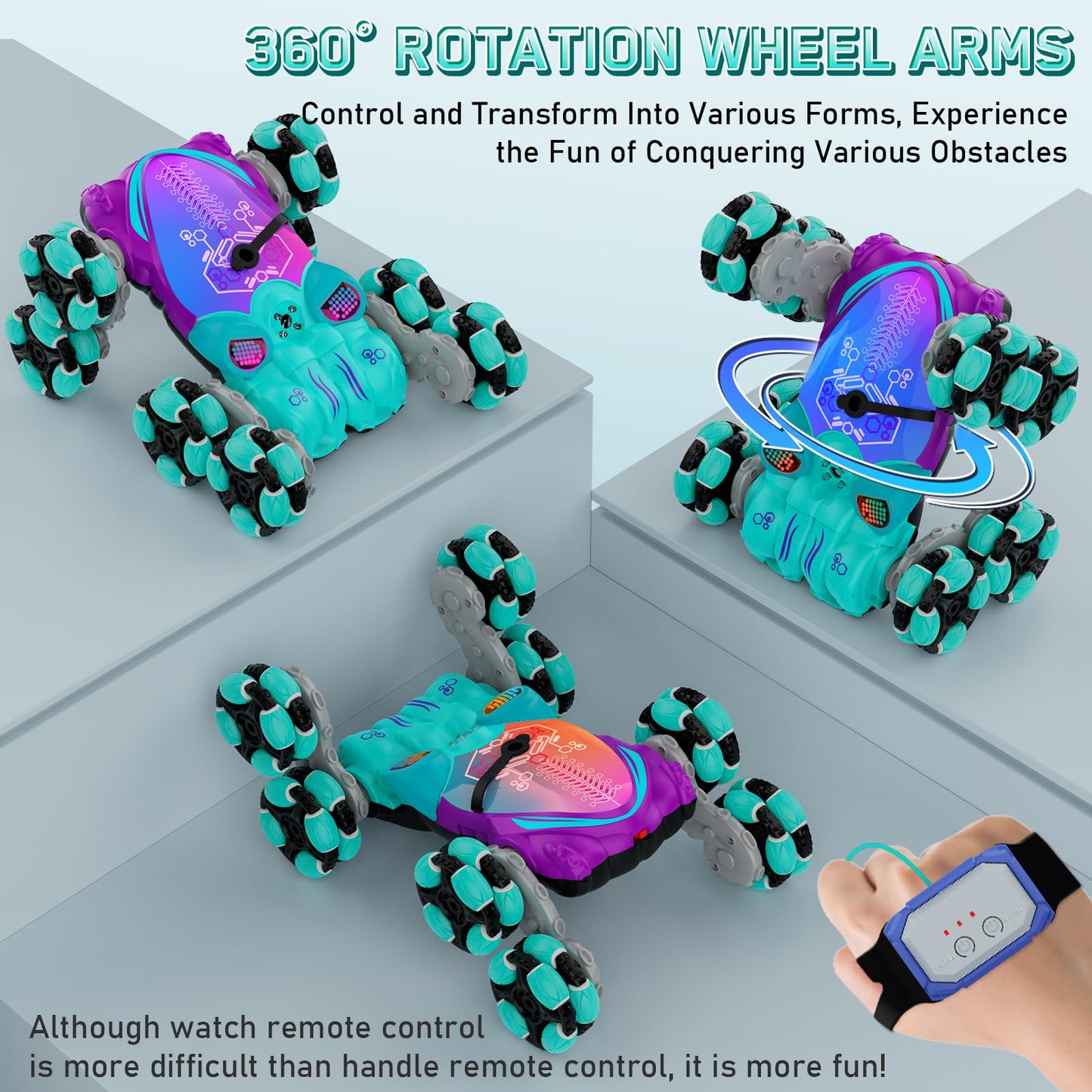 SAUFTTI 8WD Gesture Sensing Stunt Rc Cars Toys for Kids Age 6-13, Hand Controlled Stunt Car, 2.4Ghz Double-Sided Drift Stunt Car