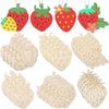 Curious Button 24 Set Strawberry Wooden Craft Kit | Diy Paint Your Own Fruit Kit With Twine | Unfinished Wooden Strawberry Ornam