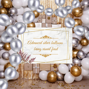 100 Pcs Link Balloon Linking Balloon Latex Linkable Balloons Connected Wedding Party Decoration (Metallic Silver, 10 Inch)
