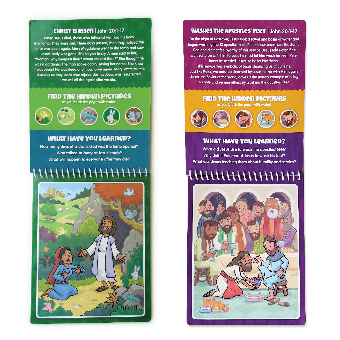 Kangatoys Aqua Brush 2 Pack Of The New Testament Color With Water Activity Book, Bible School, Preschool, Elementary, Primary, C
