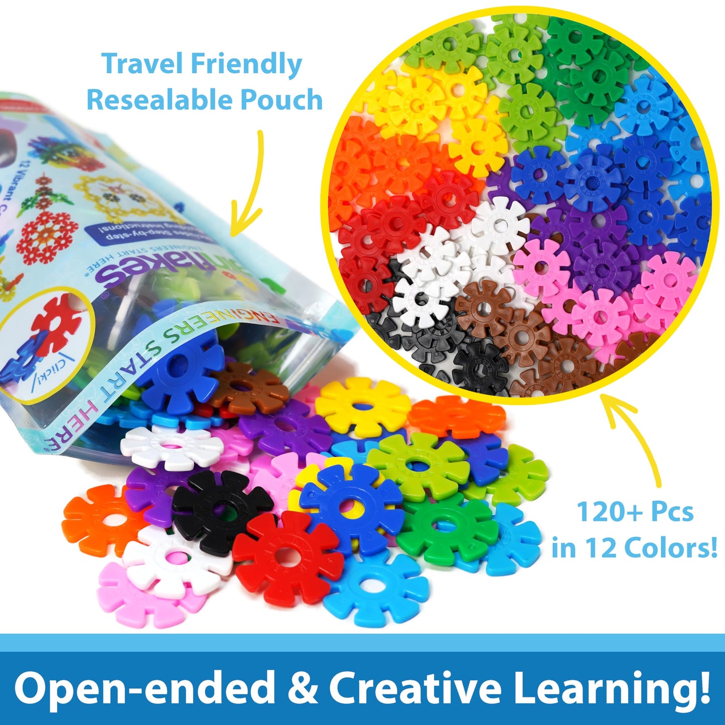 Brain Flakes Starter Set Multicolor (12 Colors) - 120 Pieces - Resealable Pouch