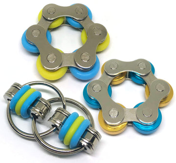 Fidget Roller Chain Toys with Metal and Silicone Rings - Stress Relief Perfect for ADHD, ADD, Anxiety in Office, School Stocking