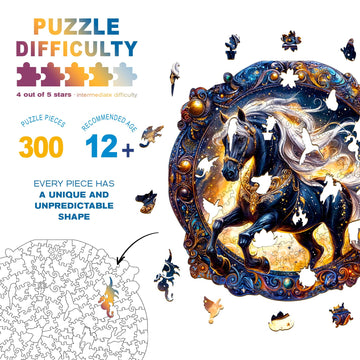 Wooden Puzzles for mature-themeds - Elegant Horse Wooden Jigsaw Puzzle - Unique Animal Shaped Wood Puzzles mature-themed - Creative Birthday Gift Family Game 300pcs