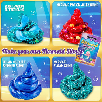 Original Stationery Mermaid Shimmer Slime Kit For Girls, Mythical Slime Pack To Make Shimmery Glow In The Dark Slime, Fun Xmas Mermaid Gifts For Girls