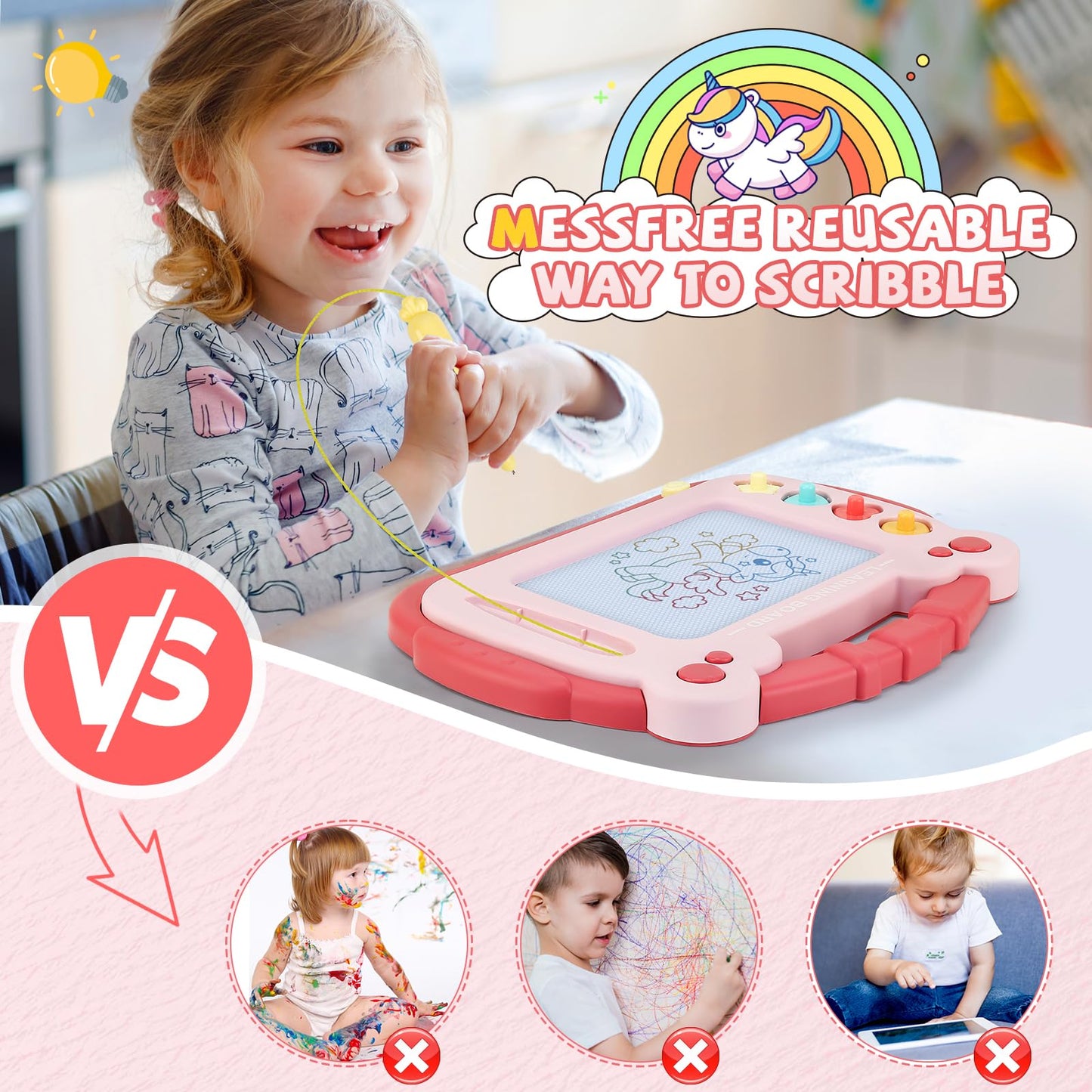 Hcfjeh Magnetic Drawing Board, Sketch Doodle Board Toy, Educational Learning Toys For Toddlers 1-3, Birthday Gift For Boys Girls 2 Year Old(Red)