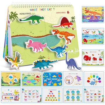 Freebear Busy Book For Toddlers Preschool Learning Activities Resources Autism Sensory Toys Montessori Toys For 2-3 Year Old,Travel Toys, Gifts For Girls And Boys 4 5 6 Years (Dinosaur World)