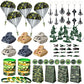 Golray Army Party Favors Camo Wristband Big Parachute Tanks Aircraft Keychain Army Men Soldier Figures Toys for Kids Boys Camouf