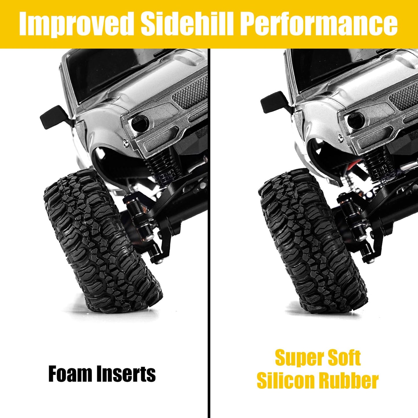 INJORA 1.0 Silicone Rubber Inserts and S5 Rock Crawling Tires for TRX4M SCX24 1/18 1/24 RC Crawler Car Upgrade
