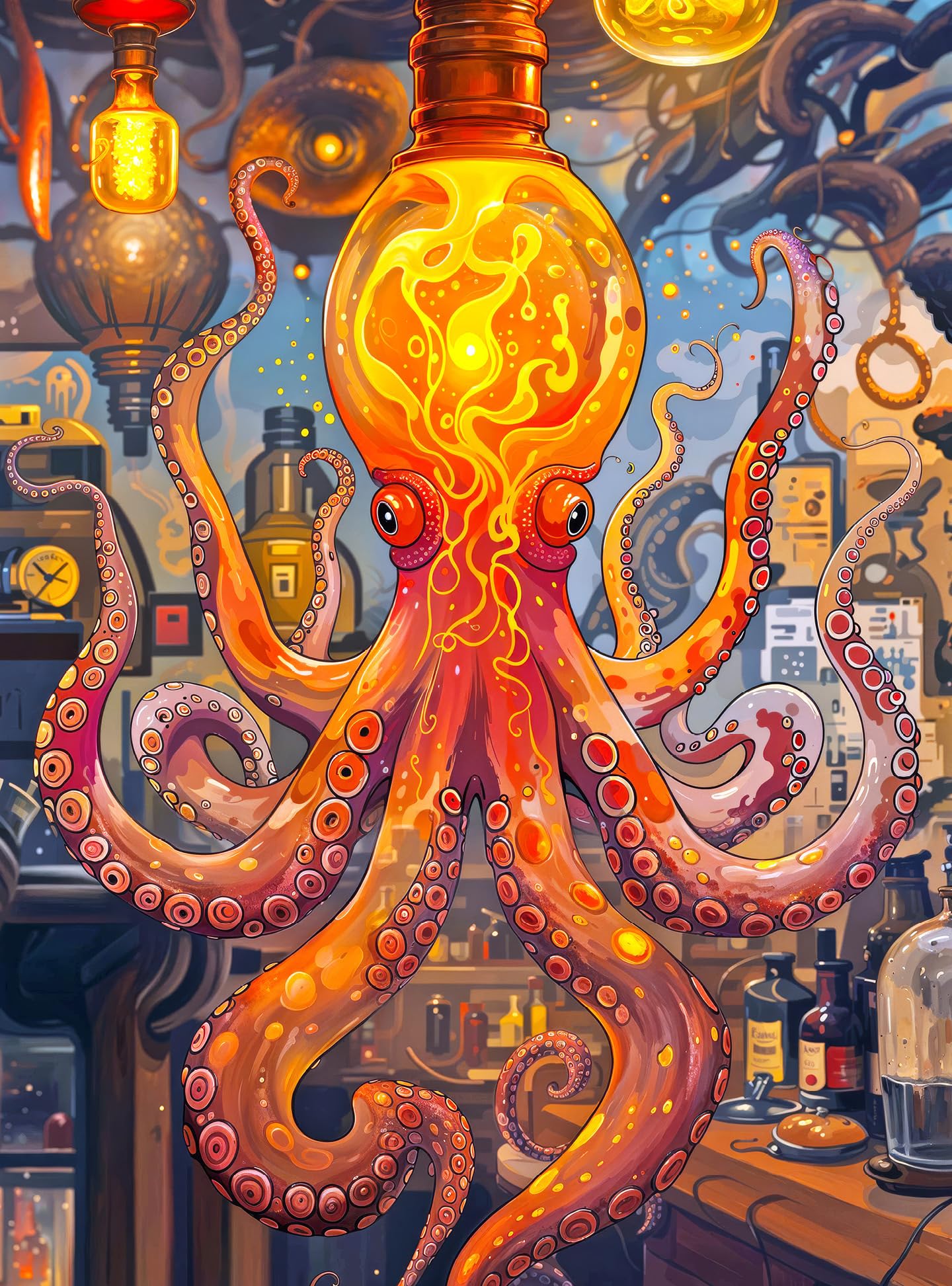 Cross & Glory - Octopus Alchemy: The Lava Experiment - 1000 Piece Jigsaw Puzzle For Adults | Science And Ocean Life Theme | Satin Finish | 20X27 Inches