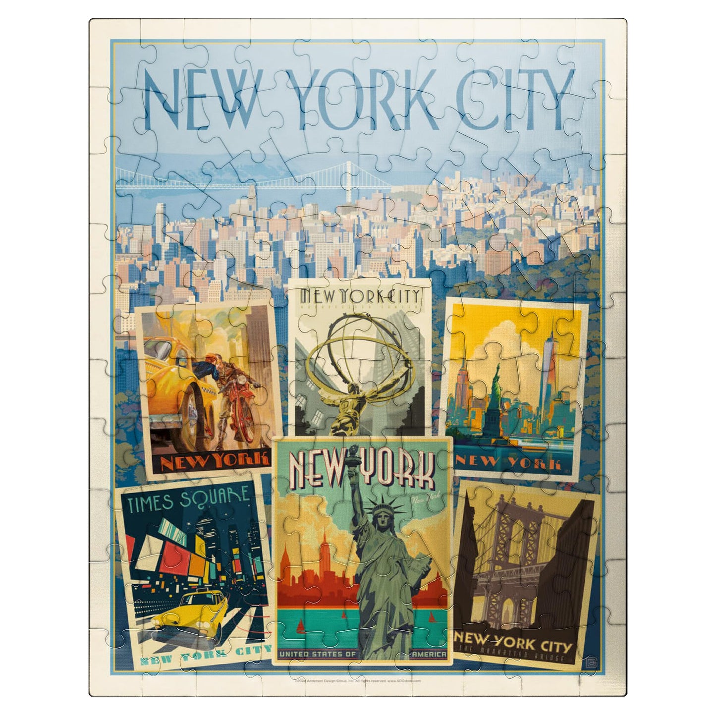 MyPuzzle New York City: Multi-Image Collage Print, Vintage Poster - Premium 100 Piece Jigsaw Puzzle for Adults