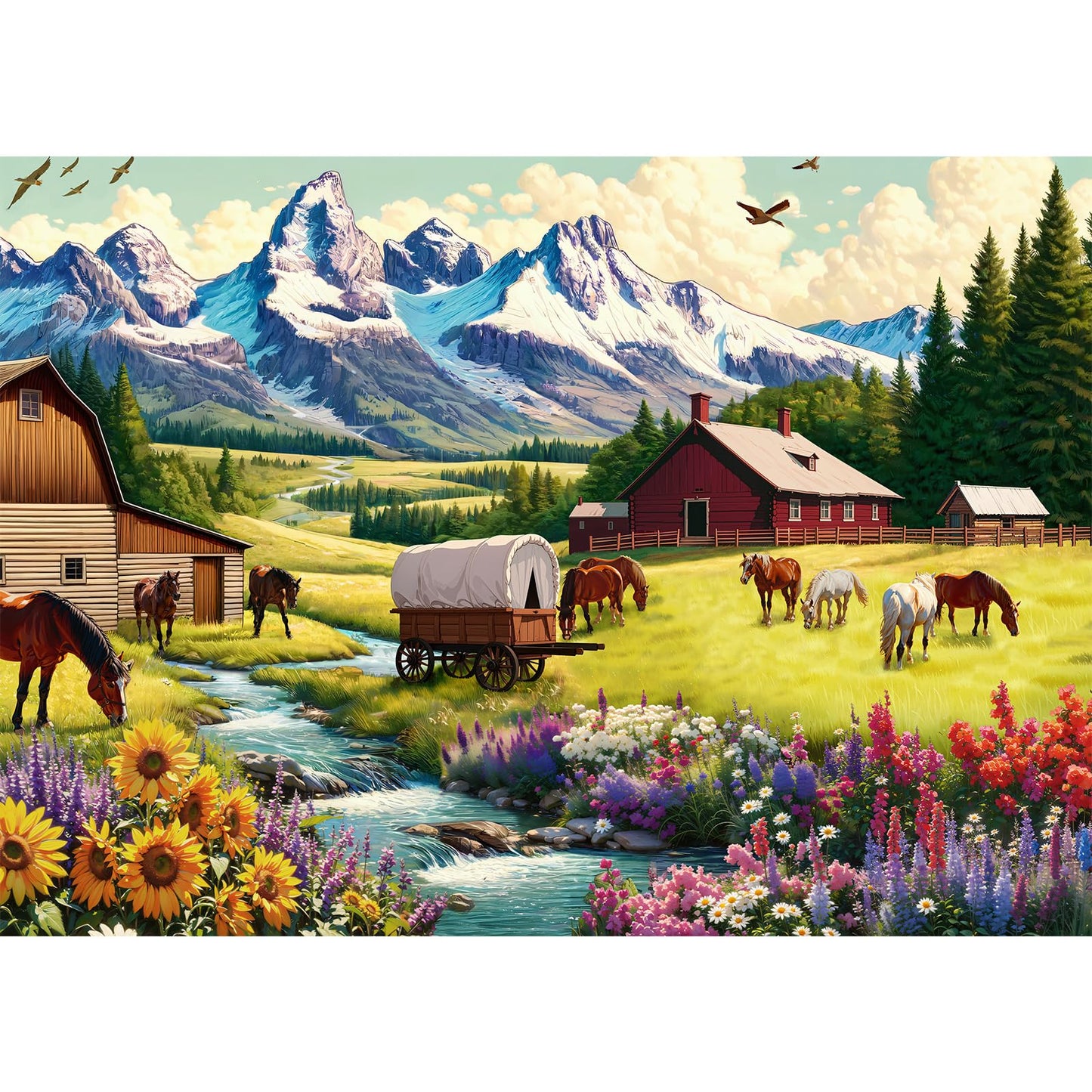 Sutinban 1000 Piece Puzzle for mature-themeds Snow Mountain Pastoral Jigsaw Puzzle 1000 Pieces Serene and Simple Lifestyle Jigsaw Puzzles Great Gift for Puzzle Lovers 27.5 ' 'X19.7 ' '