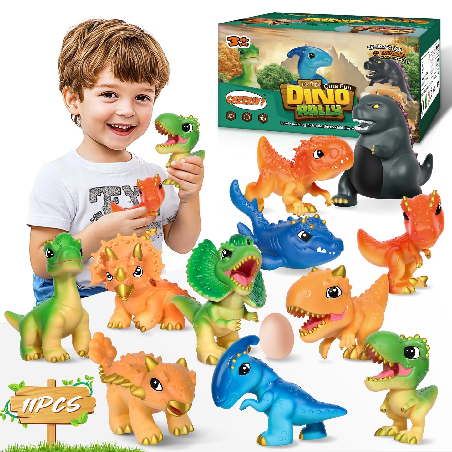 Ykanzz Dinosaur Toys For Kids 3-5, Plastic Dino Toy Set For Boys Age 4-7, 11 Soft Small Dinosaur Figures & 1 Egg, Series Of Dino