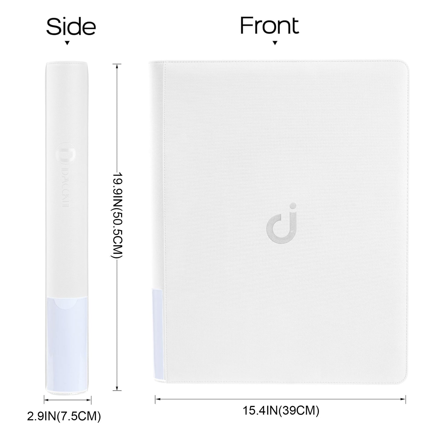 D DACCKIT Toploader Binder  Holds 640 Toploaders - 16-Pocket Top Loader Binder for 3 x 4 Rigid Card Holders for Trading Cards or Sports Cards(Model A Classic White)