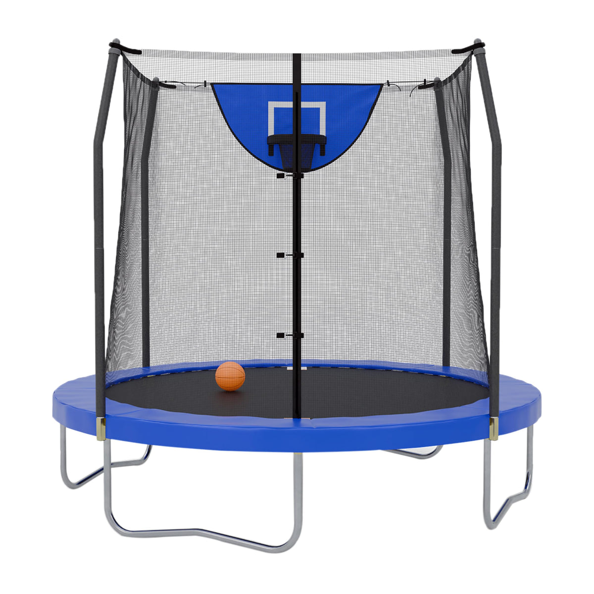 Skywalker Trampolines 12Foot Jump N Dunk Trampoline With Enclosure Net  Basketball Trampoline, Camo