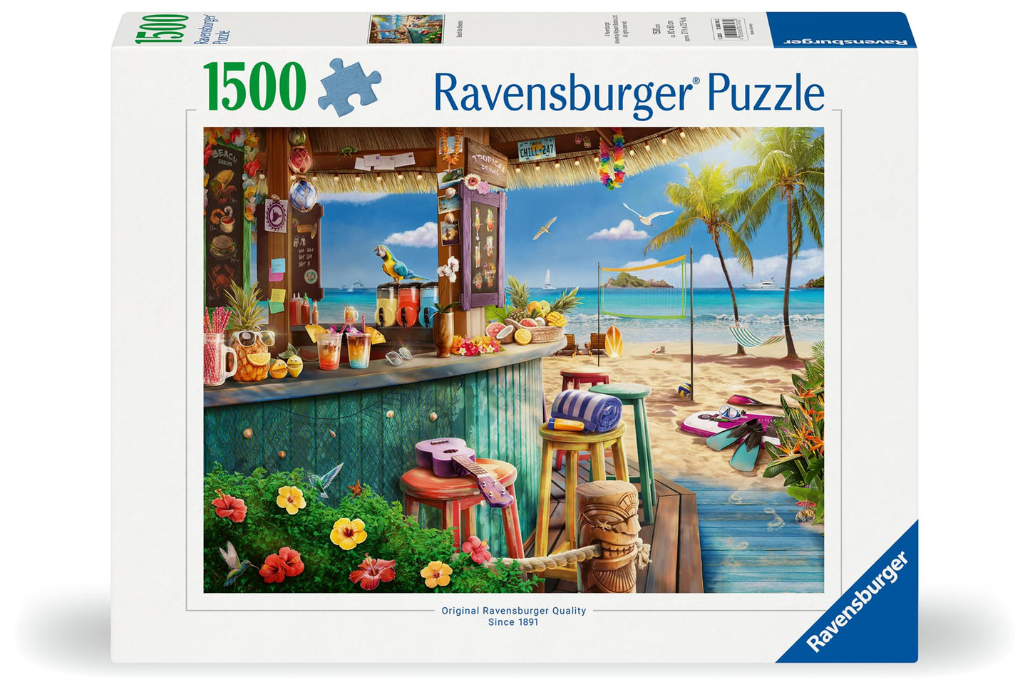 Ravensburger 1500-Piece Beach Bar Breezes Jigsaw Puzzle - Premium Cardboard, Multi-Color - Ideal for Ages 14+