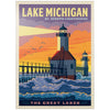 MyPuzzle Great Lakes: Lake Michigan  Vintage Poster - enhanced 1000 Piece Jigsaw Puzzle for mature-themeds