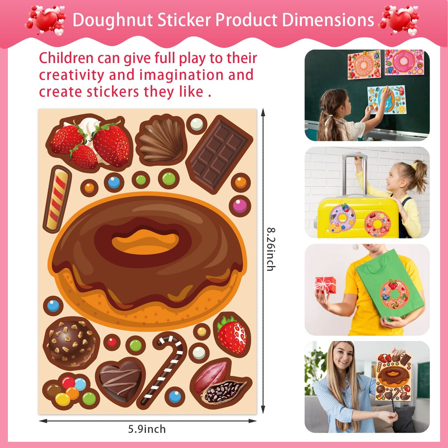 27 Sheets Make A Face Donut Stickers For Kids Make Your Own Dessert Stickers Mix And Match Sweets And Treats Fruit,Donut Themed