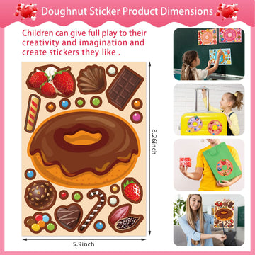 27 Sheets Make A Face Donut Stickers For Kids Make Your Own Dessert Stickers Mix And Match Sweets And Treats Fruit,Donut Themed