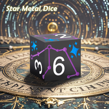 PJOY Metal Dice Set D&D Star Dice Set DND Polyhedral Dice for RPG Role Playing Games Dungeons and Dragons TTRPG Black Purple Blu