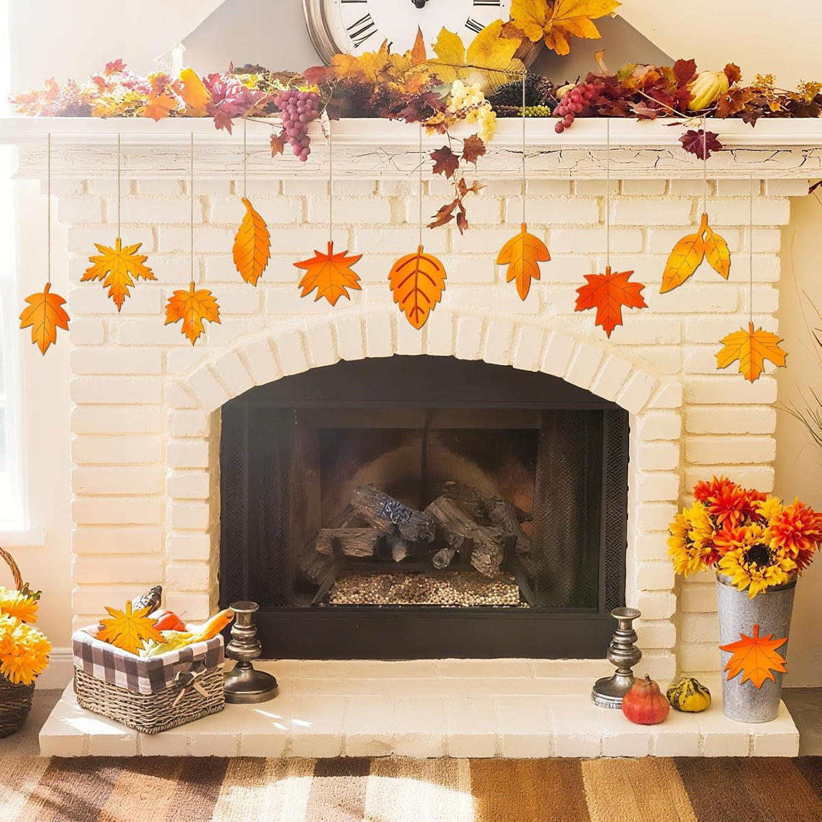 Cliths 20Pcs Wooden Maple Leaves Craft Kit Unfinished Wood Leaves For Painting, Fall Halloween Thanksgiving Party Home Wall Deco