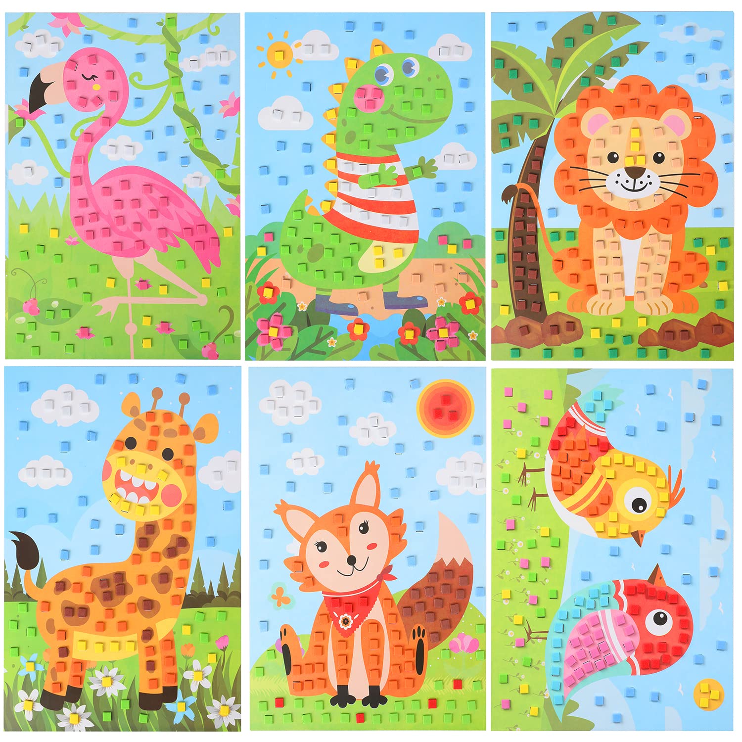 LZHZH 6 PCS - Mosaics Sticker Art Kit for Kids