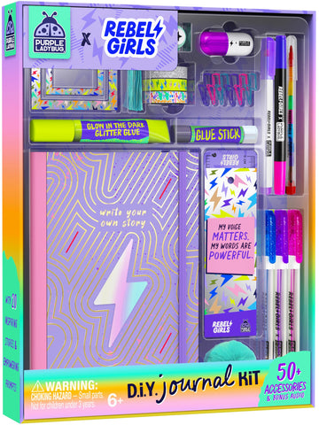 Rebel Girls DIY Journal Kit - Ideal Birthday Christmas Gift for 8, 9, 10 Year Old - Scrapbook, Diary & Stationery Set with 50+ A