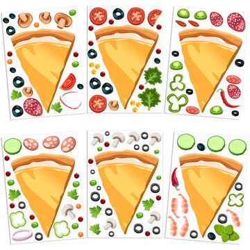24 Sheets Make Your Own Pizza Stickers, Mix and Match Pizza Decals DIY Pizza Clings Mushrooms Pizza Stickers Pizza Party Favor a