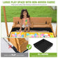 GUTINNEEN Sandbox with Lid and Cover for Kids Outdoor Sand Box with 3 Toy Bins, 2 Foldable Bench Seats, Adjustable Canopy and Sa