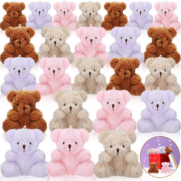 Hydren 24 Pcs 4 In Mini Bear Stuffed Animal Bulk Valentines Day Small Plush Bear Tiny Soft Bear Doll Toy For Diy Keychain Birthd