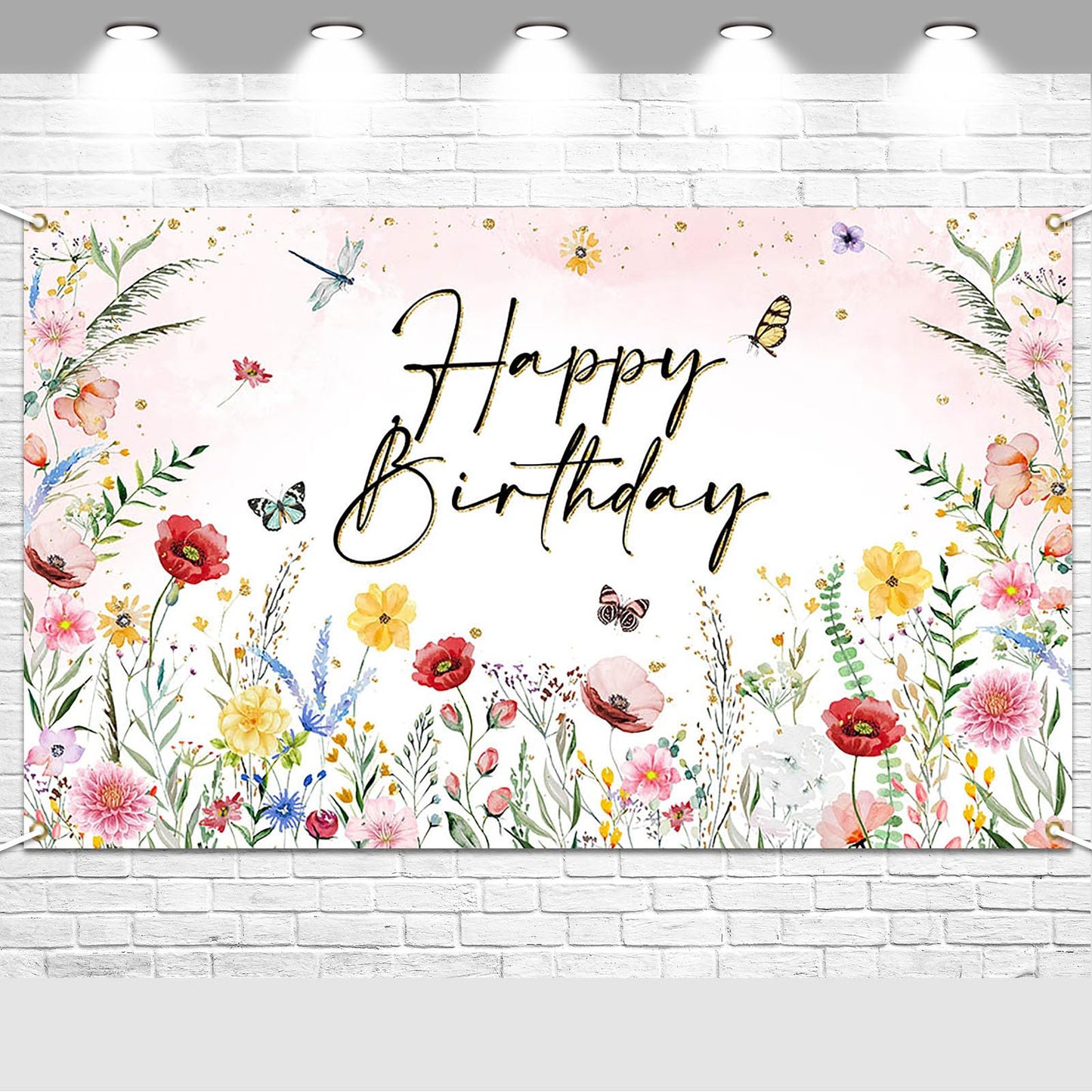 Avezano Wildflower Birthday Backdrop Girls Floral Birthday Banner Spring Wildflower Birthday Party Decorations Background 70.8 x