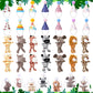Guiqulai 14 Pcs Mini Jungle Animal Plush Toys Set, Including 14 Pcs Stuffed Safari Forest Animals with Birthday Hats, Organza Ba
