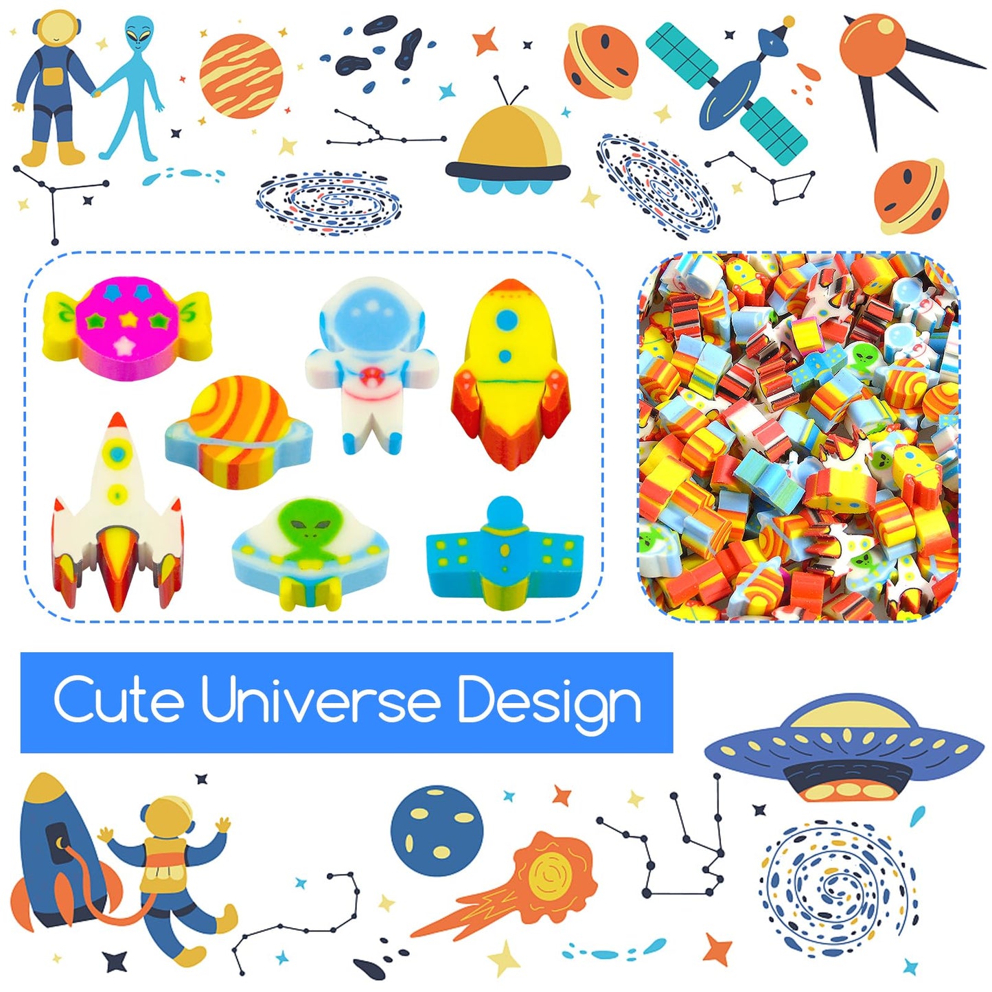 300 Pieces Space Mini Erasers For Kids Astronaut Erasers Plane Erasers Tiny Erasers Novelty Pencil Erasers Bulk Mini Erasers For